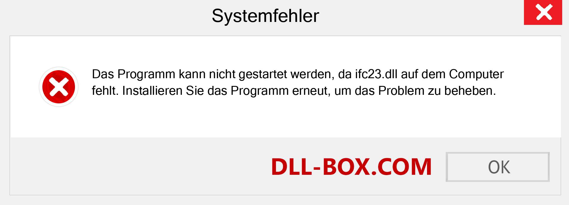 ifc23.dll-Datei fehlt?. Download für Windows 7, 8, 10 - Fix ifc23 dll Missing Error unter Windows, Fotos, Bildern